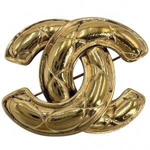 CHANEL Vintage Gold Logo Brooch
